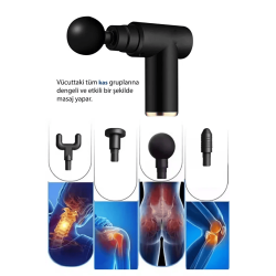 CEP BOY GÜÇ: Mini Masaj Tabancası 4 Başlıklı Derin Doku Rahatlatıcı (Type-C Şarjlı)