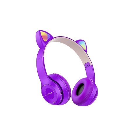 Ahanda Buldum Bluetooth Kedi Kulaklık Katlanabilir Sd Kart Girişli Mikrofonlu Kablosuz Led Işıklı Kulaklık