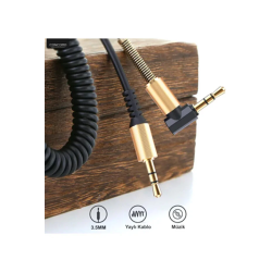 Tüm Cihazlarla Uyumlu Siyah Altın Uçlu Araç Müzik Ses Kablosu Stereo Aux Kablo 1 Mt - 3.5mm