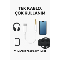 iPhone 15 Samsung Google Pixel 2 OnePlus, Huawei Type-C 3.5mm Aux Dönüştürücü