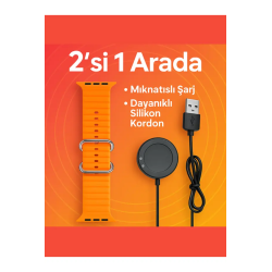 T700 T500 Plus Mıknatıslı Akıllı Saat Şarj Aleti Cıhazı & Ocean Silikon Kordon