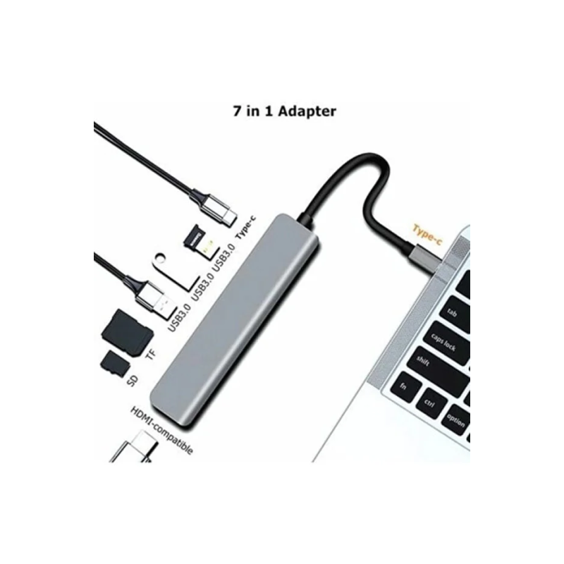 Type-C'den HDMI'a 7'si 1 arada dönüştürücü HDMI USB SD/MicroSD Type-C (PD) USB 3.0 Portları