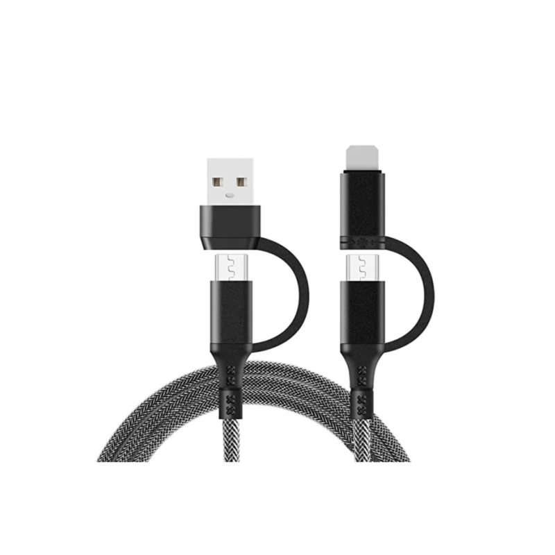 4'ü 1 Arada Hızlı Şarj Kablosu - 87W PD Desteği - Çok Uçlu Type-C, USB ve Lightning Kablo