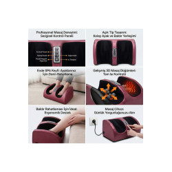 3D Yoğurmalı Isıtmalı Ayak ve Baldır Masaj Aleti -3 Kademeli Profesyonel Termal Terapi Cihazı